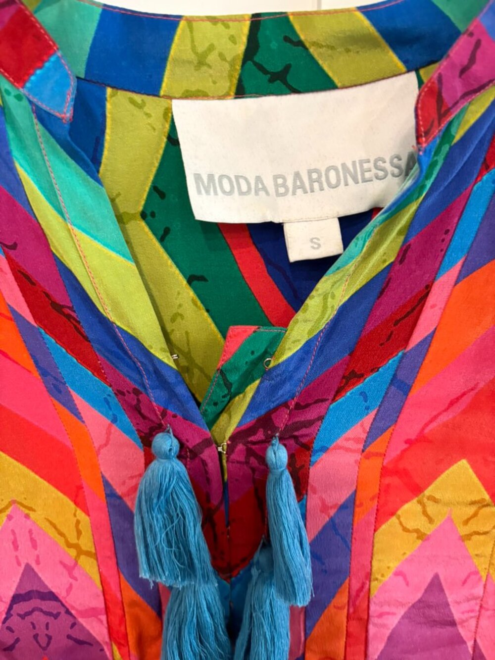 Moda Baronessa Sardinia Ibiza Silk Caftan Swim Cover Up Dress S - Picture 6 of 13